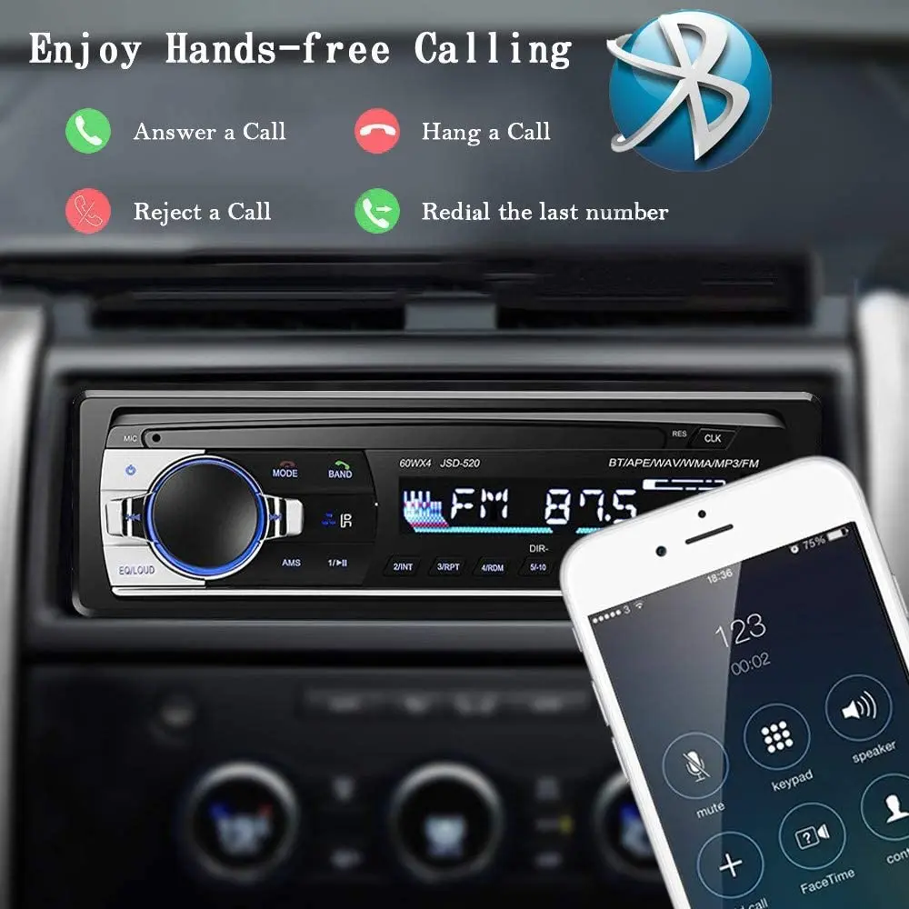 Bluetooth автомагнитола автомобильное стерео радио FM Aux вход приемник SD USB JSD 520 12 В In dash