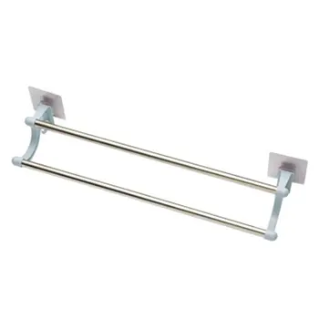 

Stainless Steel Self Adhesive Bathroom Towel Bar Rack Holder Storage Hanging Hanger Kitchen Hotel Washcloth Clothes Shelf