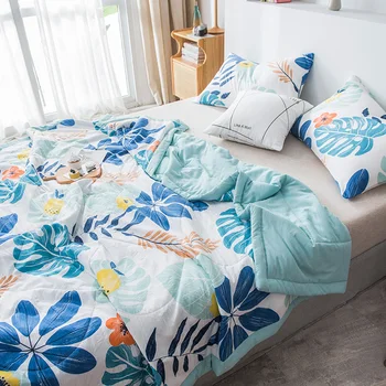 

Summer Washed Cotton Air-conditioning Quilt Soft Breathable Blanket Thin Stripe Plaid Comforter