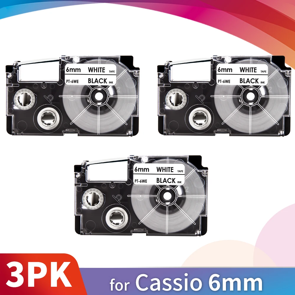 Topcolor 3PK XR 6WE 6 мм ленточный принтер Совместимость с Casio Label Maker пишущая машинка