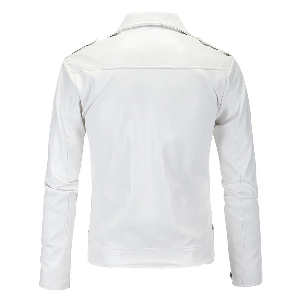 Kopen Hot Selling Mannen Locomotief Slim Fit Leren Jas Stand Kraag Tailor Schuine Rits Witte Lederen Jas Leren Jas Py12