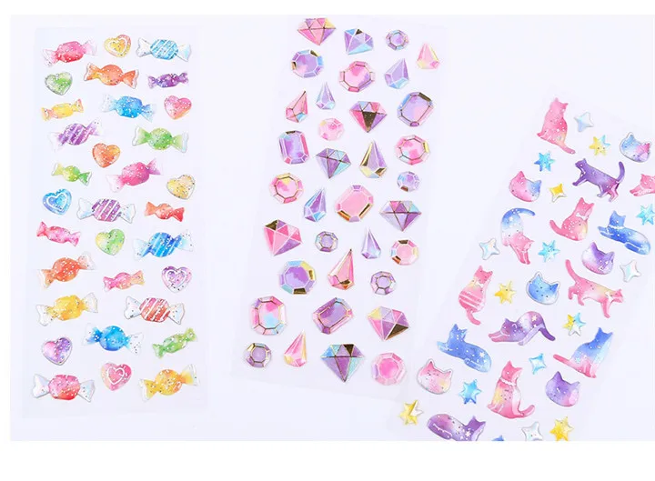 6   Mobile Phone Shell Stickers Shiny Gold Crystal Epoxy Sticker Starry Love Star Stickers Acrylic Rhinestone Diy Jewelry Sticker