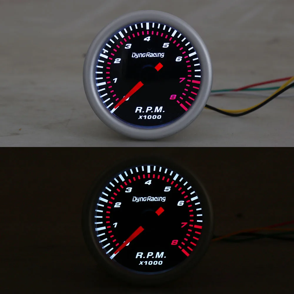 Тахометр Dynoracing TT101316 Универсальный светодиодный измеритель длина 2 дюйма 52 мм 12 В 8