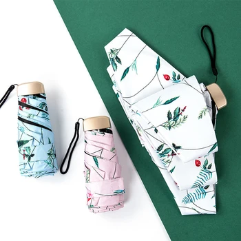

Sun Umbrella Mini Parasol Five Folding Windproof Automatic Super Light Small Rain Sunscreen Portable Tool