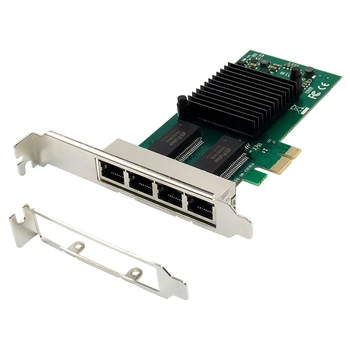 

PCIe X1 Network Card 4 Port Gigabit Ethernet Electrical RJ45 LAN Card 1000M PCIe Adapter Card I350AM4 Chip for Desktop