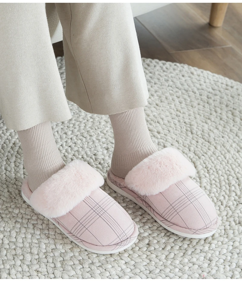 Women's slippers Fur Slippers Winter Warm Big Size 36-44 Plush Non Slip Home shoes Indoor Loves Couple Floor Shoes Bedroom