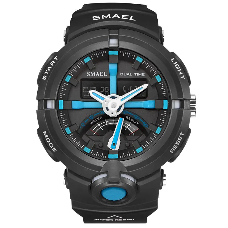 blue SMAEL 1637 спортивные часы для улицы, мужские военные часы, модные повседневные электронные наручные часы, водонепроницаемые цифровые кварцевые часы - Цвет: blue