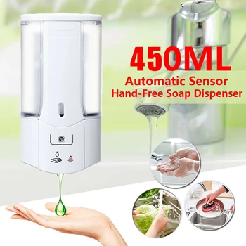 

450mL Wall Mounted Automatic Soap Dispenser Infrared Induction Smart Liquid Soap Dispenser for Kitchen Bathroom Accessory