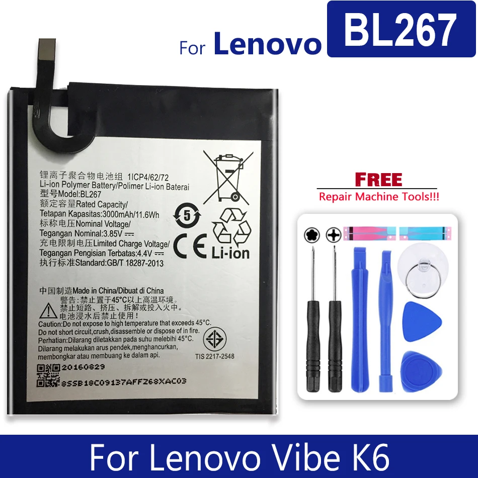 Аккумулятор BL267 BL272 для Lenovo Vibe K6 K33a48 K33b36 k33b37 (не K33A42) Power/K6 K33A42 XT1662 k3 | Мобильные