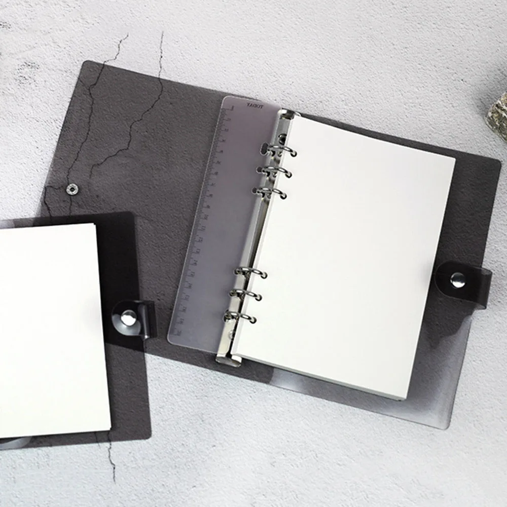 PVC Notebook Cover A5 A6 Clear Black Loose Leaf Transparent Diary File