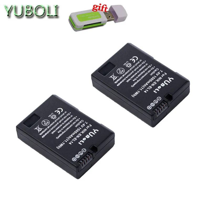 2BATTERY Декодировать bateria ENEL14 en-el14a RU EL14 EL14A EN-EL14 Батарея для nikon Coolpix D3100 D3200 D3300 D5100 D5200 D5300 P7000 P7100 - Цвет: 2BATTERY