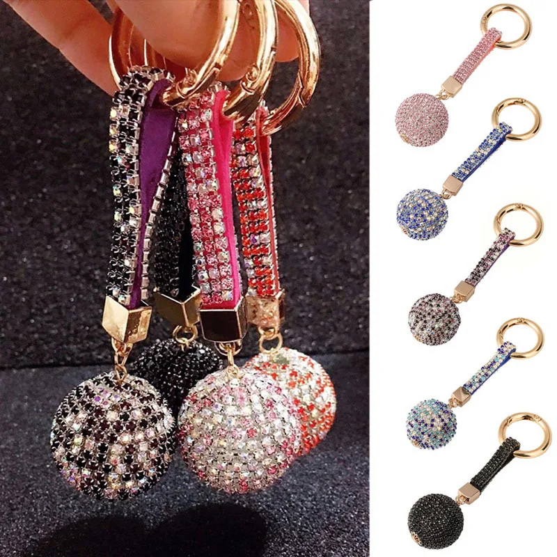 

Fashion Car Keychain Rhinestone Key Chain Cute Ball Pendant Purse Bag Key Ring Keychain Car Decoration Auto Accessorie