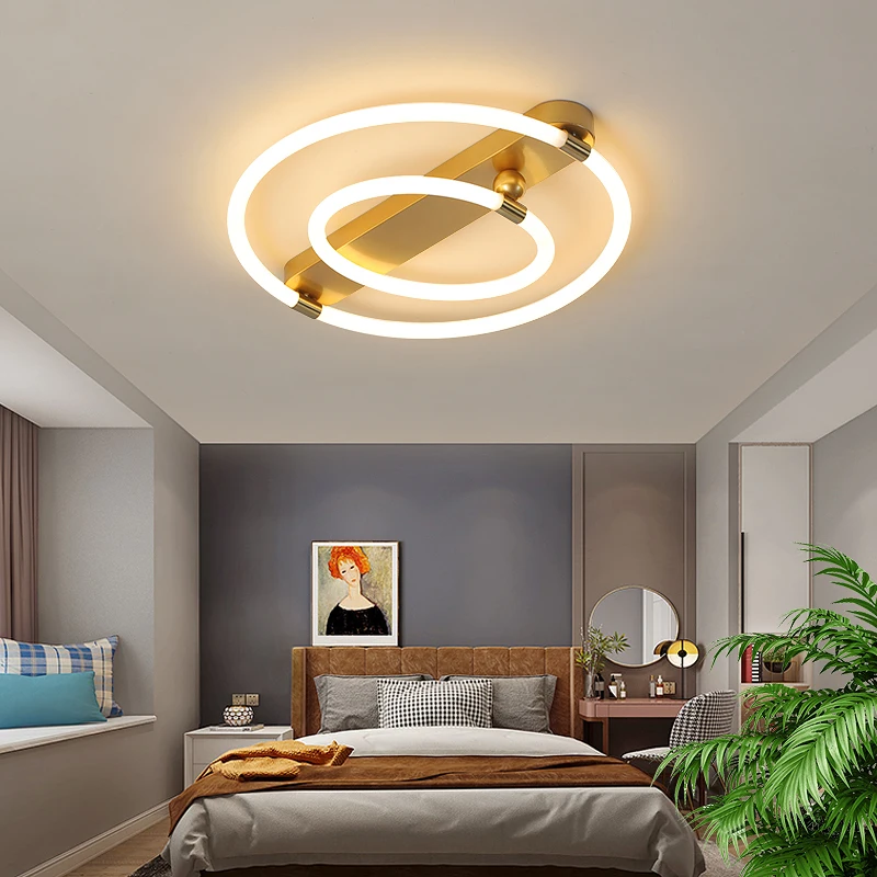 

New Modern Golden LED Ceiling Lamp for Living Room Bedroom Kitchen Simplicity Luster Round Chandelier Home Lighting Fixtures