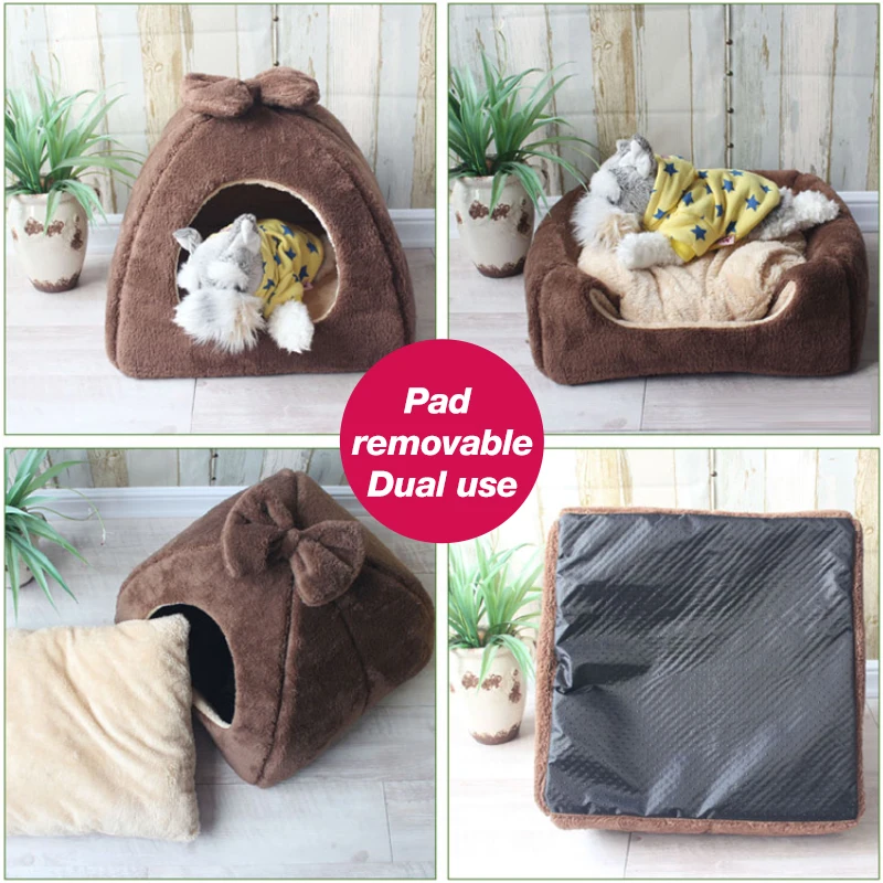 Smartpet 2 в 1 Pet Cat Cave House складная палатка монгольская юрты мягкая кровать для собаки милый щенок чихуахуа Питомник Гнездо Дом с ковриком