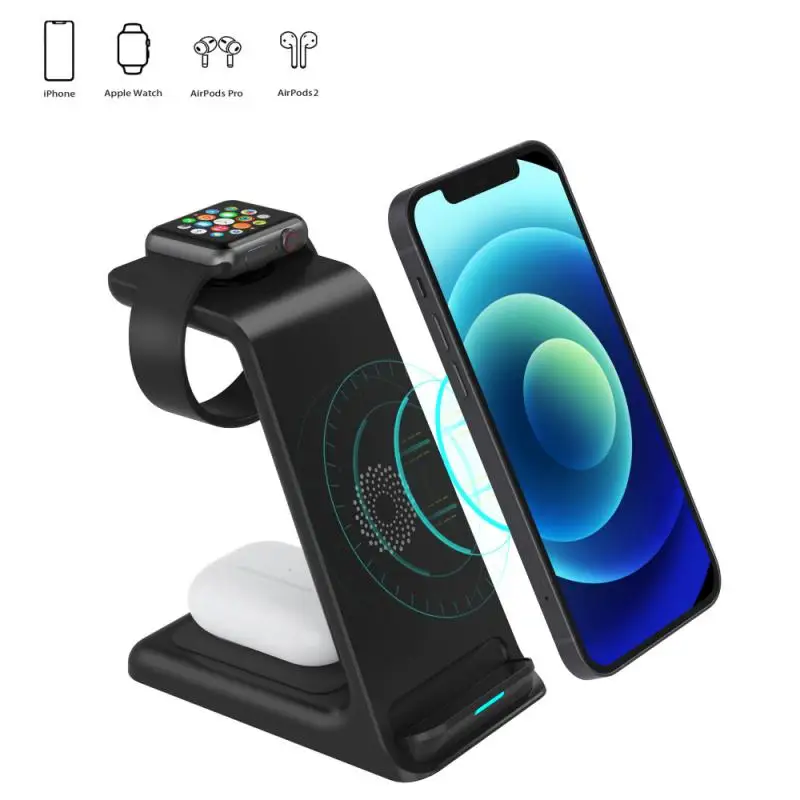 3 In 1 Wireless Charger 15W Fast Charging Station For IPhone 12 Pro Max Chargers For Apple Watch Airpods Pro Samsung - ANKUX Tech Co., Ltd