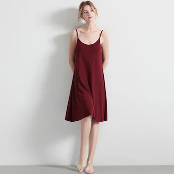 

Spaghetti Strap Camisole Slip Dress Women U Neck Loose Long Dresses Home Wear Underwear Suspenders Nightdress Summer Nightgown