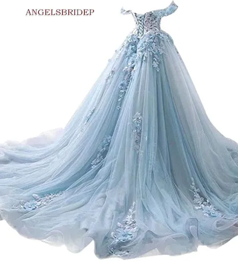 ANGELSBRIDEP Sweetheart Quinceanera Dresses Luxury Off-Shoulder Handlemake Flower Tulle Sweet 16 Princess Party Birthday Gowns