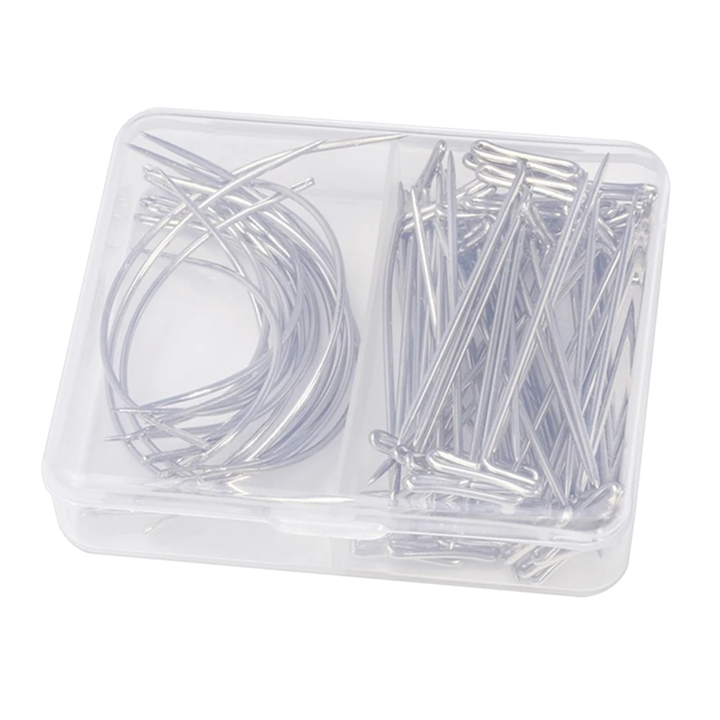 70pcs T Pins C Needles Wig Sewing Cord for Holding Wigs Wig Making Blocking Knitting Modelling Hair DIY Tools Hair Extensions