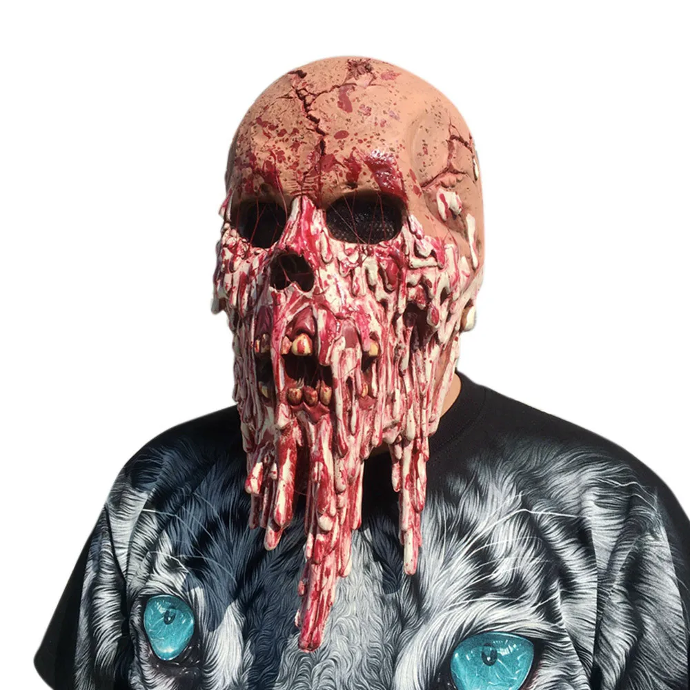 Кровавая маска зомби тающая маска для лица взрослый латексный костюм Ходячие мертвецы Хэллоуин страшный 1A7 Прямая поставка - Цвет: Красный