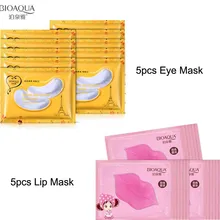 5pcs Collagen Lip Mask lip care Pads Moisture Hyaluronic Acid lip treatment with 5pcs Anti Aging Neck Mask anti rugas Skin Care