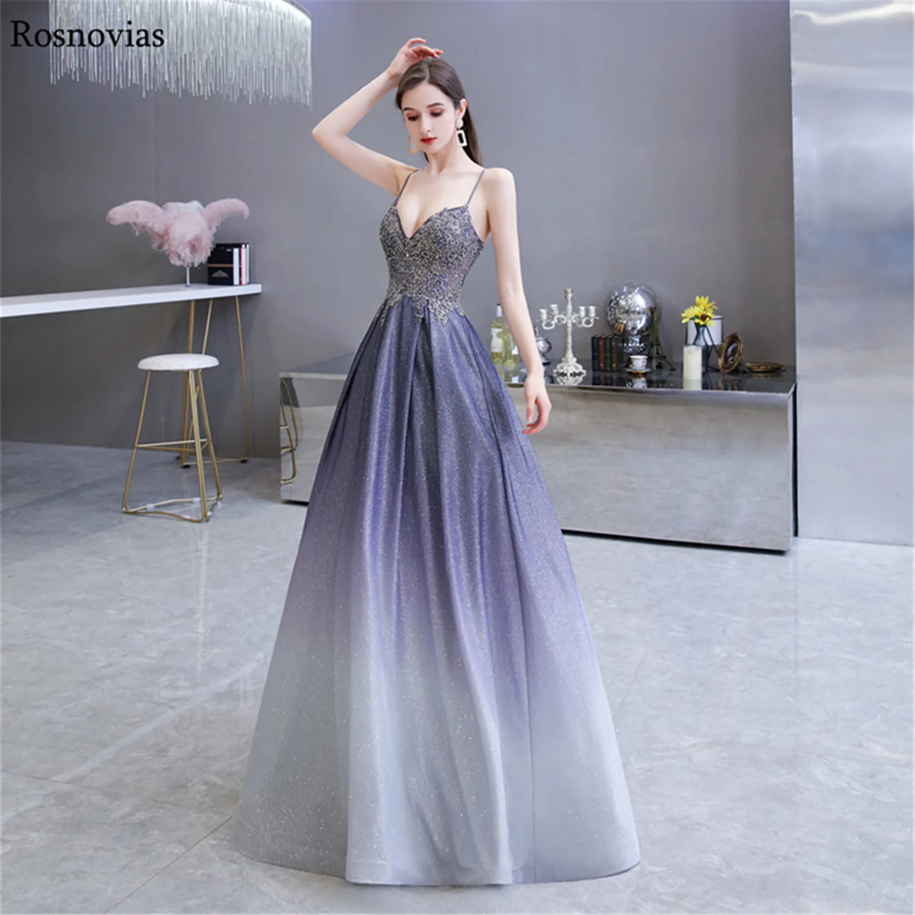 

Sparkle Prom Dresses 2020 Spaghetti Strap With Pockets Lace Up Back Luxury Evening Party Dresses Formal Gowns Vestidos De Fiesta