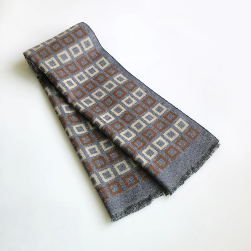 Knitted Scarf Classical Men's Winter Plaid Windproof Warm Cotton Shawls Soft Casual Business