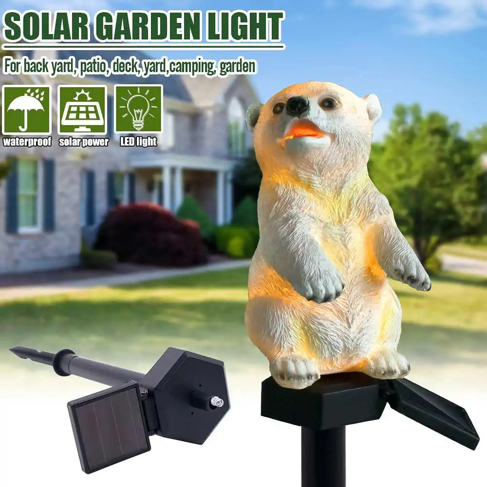 

Rabbit Polar bear Solar Lamps Lawn Landscape Light with Solar LED Panel Outdoor Waterproof IP67 Home Garden Animal Night Lights