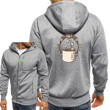 Marshmellows dos desenhos animados mangá jaquetas masculino casual zip solto hoodies confortável macio outerwear hip hop harajuku moletom masculino