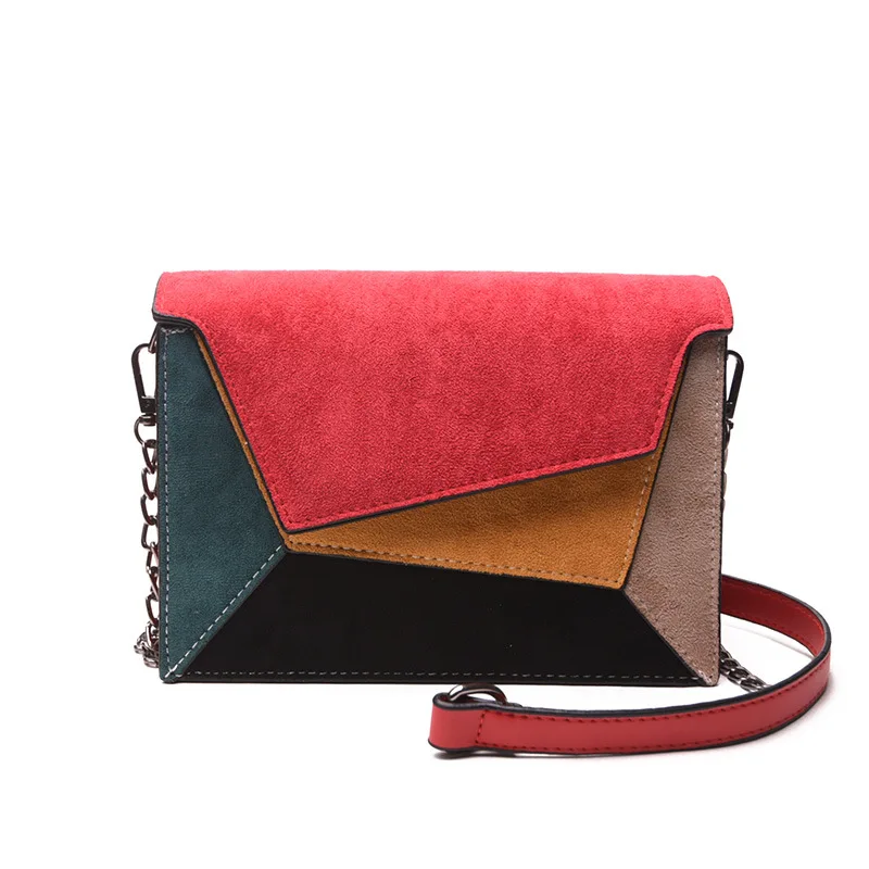 

Retro Matte Leather Patchwork Women Messenger Bag Female Chain Strap Shoulder Bag Small Criss-Cross Ladies' Flap Bag