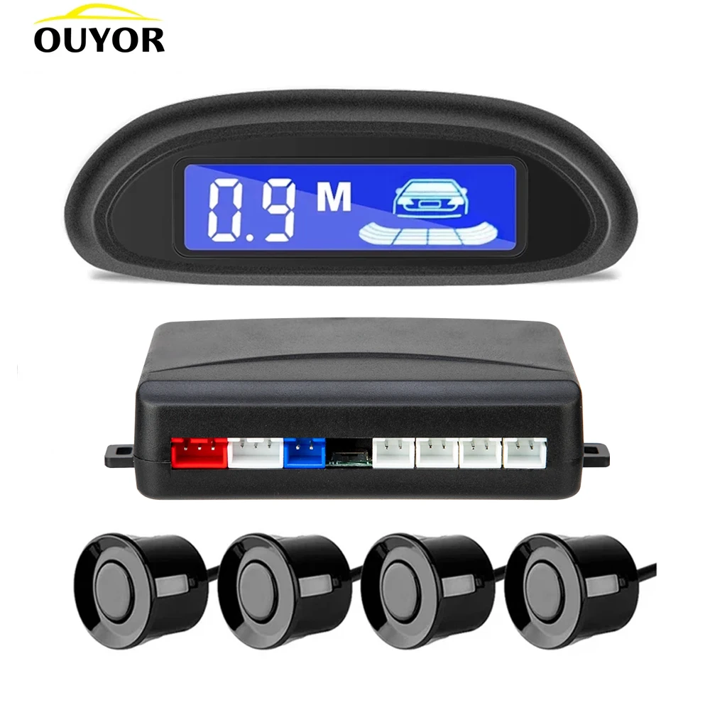 Radar LED sensor estacionamiento de automóviles, con 4 sensores estacionamiento, sistema detección de estacionamiento de respaldo, Monitor de Radar de retroiluminación sensor aparcamiento - AliExpress Automóviles y motocicletas