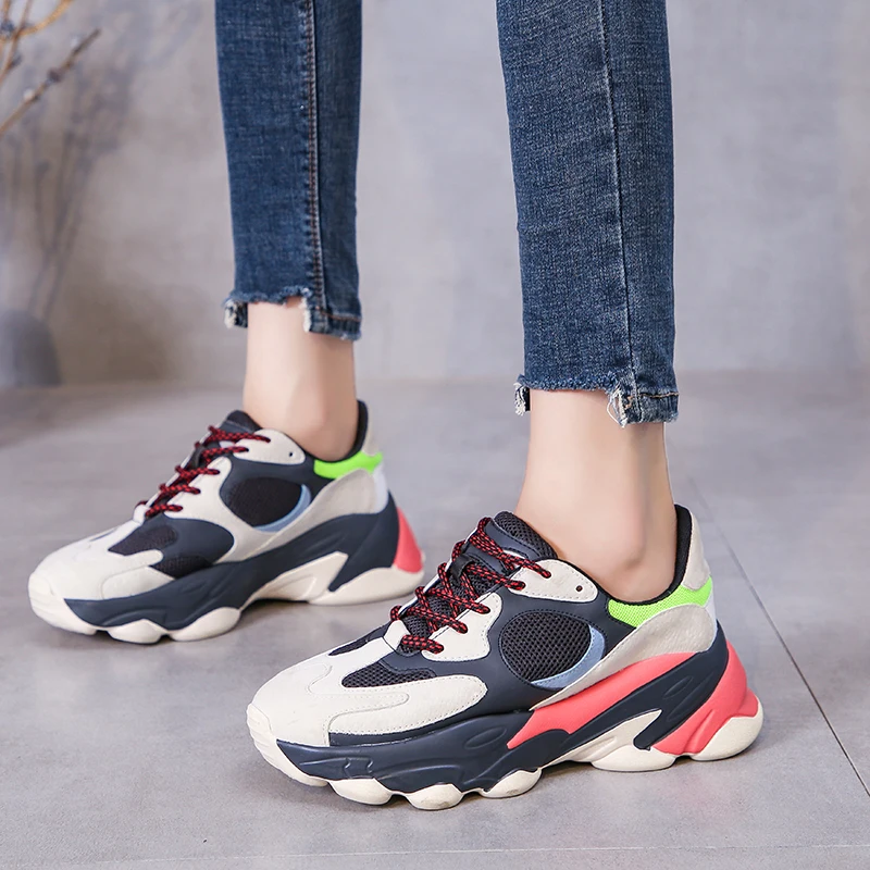 

Spring Autumn Women Shoes Comfortable Thick-sole High-quality Fashionable Wild Personality Low-Top Sneakers Zapatos Mujer W39-32