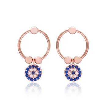 

MINT Jewelry Evil Eye Hollow Design Turkish Handmade 925 Sterling Silver Dangle Earrings