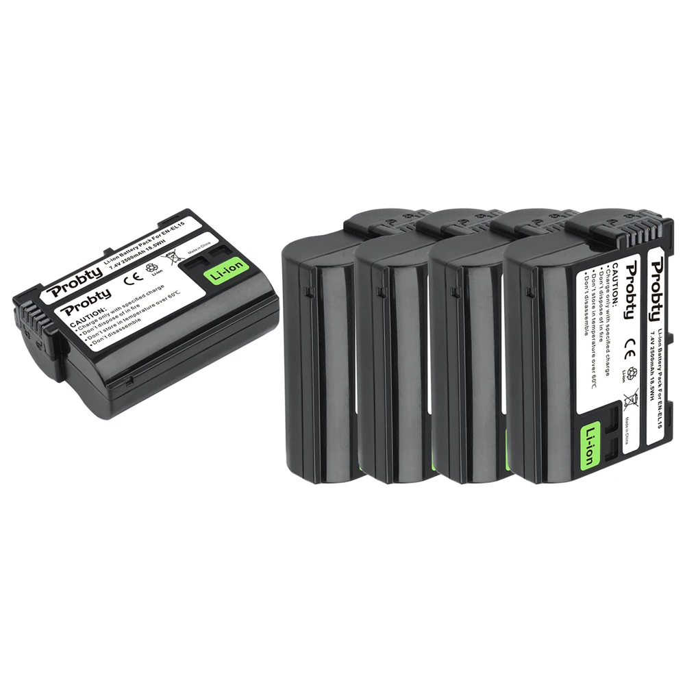 5Pcs Probty EN-EL15 EN EL15 Replacement Battery for Nikon 1 V1 D600 D610 D750 D800 D810A D810 D800E D7000 D7100 D7200 Camera | Электроника