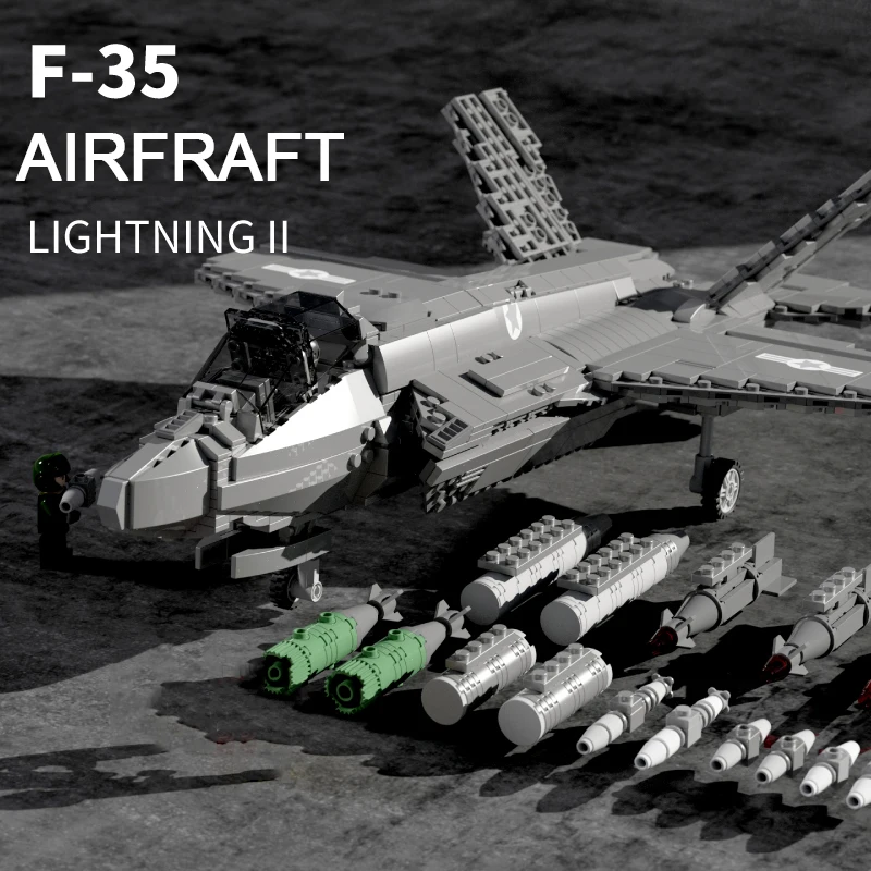 Military Series F-35 Fighter F-18 Aircraft high-tech Building Blocks City Army Soldier Carrier Bricks Children Toys Kids Gifts | Игрушки и