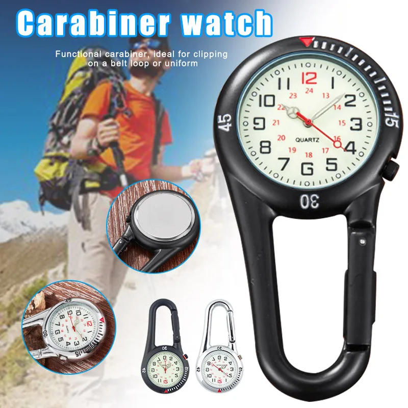 

Clip on Carabiner FOB Watch Clock for Hiking Mountaineering Outdoor Backpack KQS8
