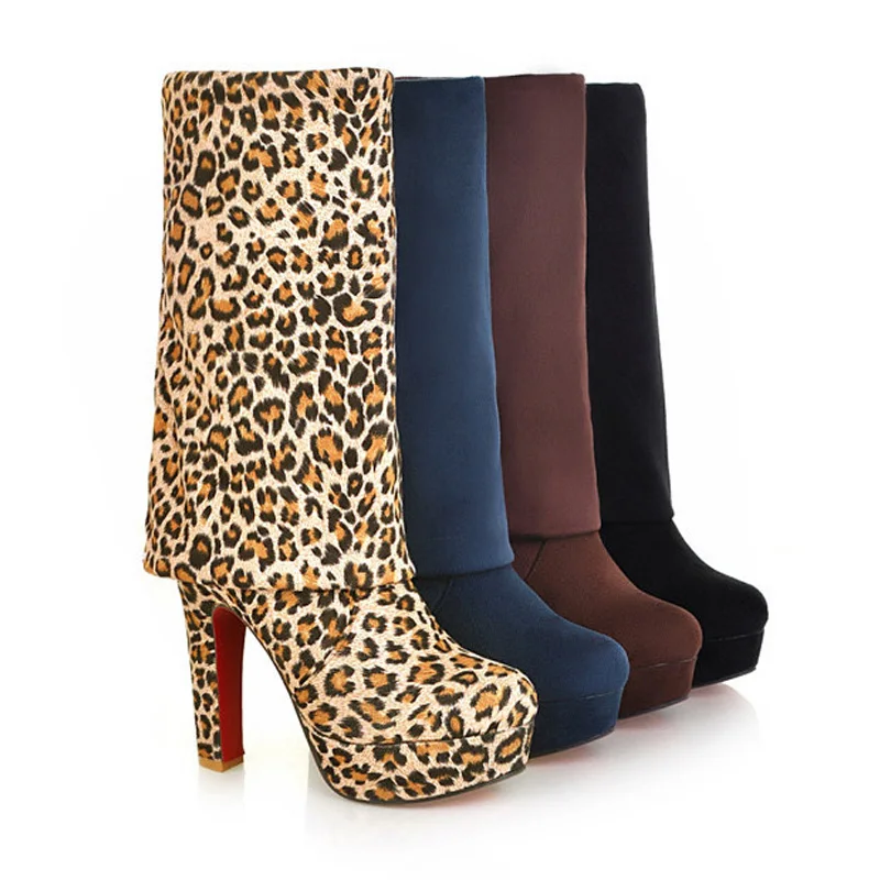 Fashion Female Over The Knee Boots Winter Knee High Boots Women Platform High Heels Long Ladies Shoe Plus Size 45 46 women high heel boots