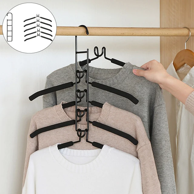 Stainless Steel Clothes Hanger Multi-function Wardrobe Space-saving Stack Hanger Adjustable Pants Storage Shelf Closet Organizer 1