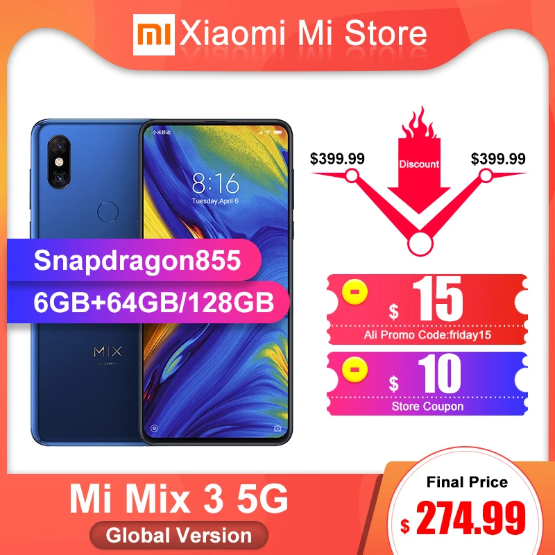  Глобальная версия Xiaomi mi x 3 5G 6GB 64 GB/128 GB Смартфон Snapdrag. 