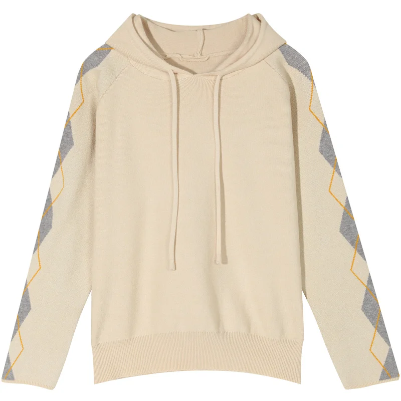 Cream White Sweater ELFSACK серая женская вязаная юбка с Аргайлом, Модная белая толстовка с капюшоном в стиле мороженого, пуловер, свитер, зимний элегантный костюм, одежда - Цвет: Cream White Sweater