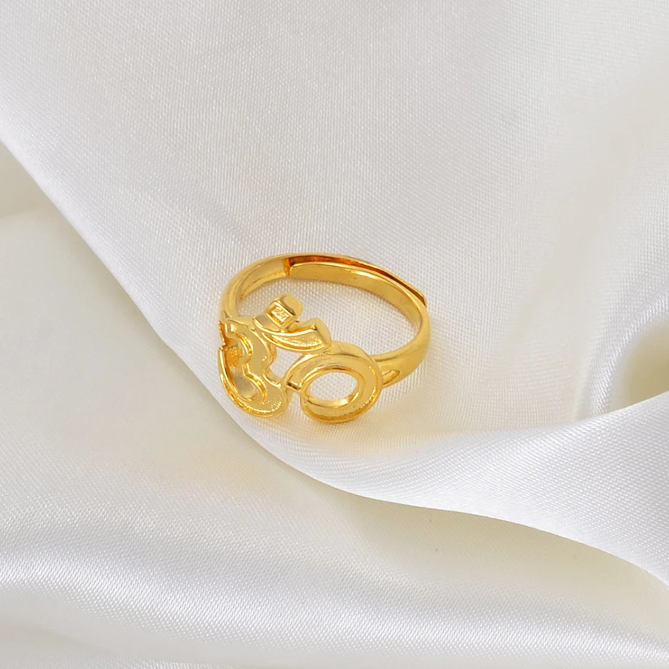 Anniyo Yoga Symbols Ring Women Girls Gold Color Resizabl om Rings African Jewelry Wedding Accessories #072504 3