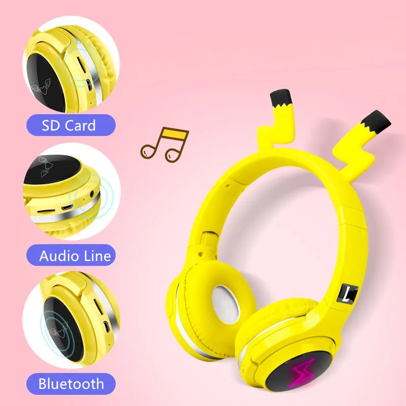 TOPCute Kids Bluetooth 5 0 Headset 7 Colors LED Headphones support SD Card Audio Cable Headphone for Boy Girl Gift Children
