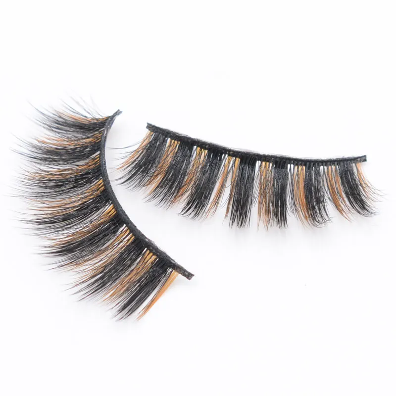 

Wyuen Gradient Color False Eyelashes Brown Matte 3D Handmade Faux Fake Eye Lashes Reusable Natural False Eyelashes Makeup 3D-58