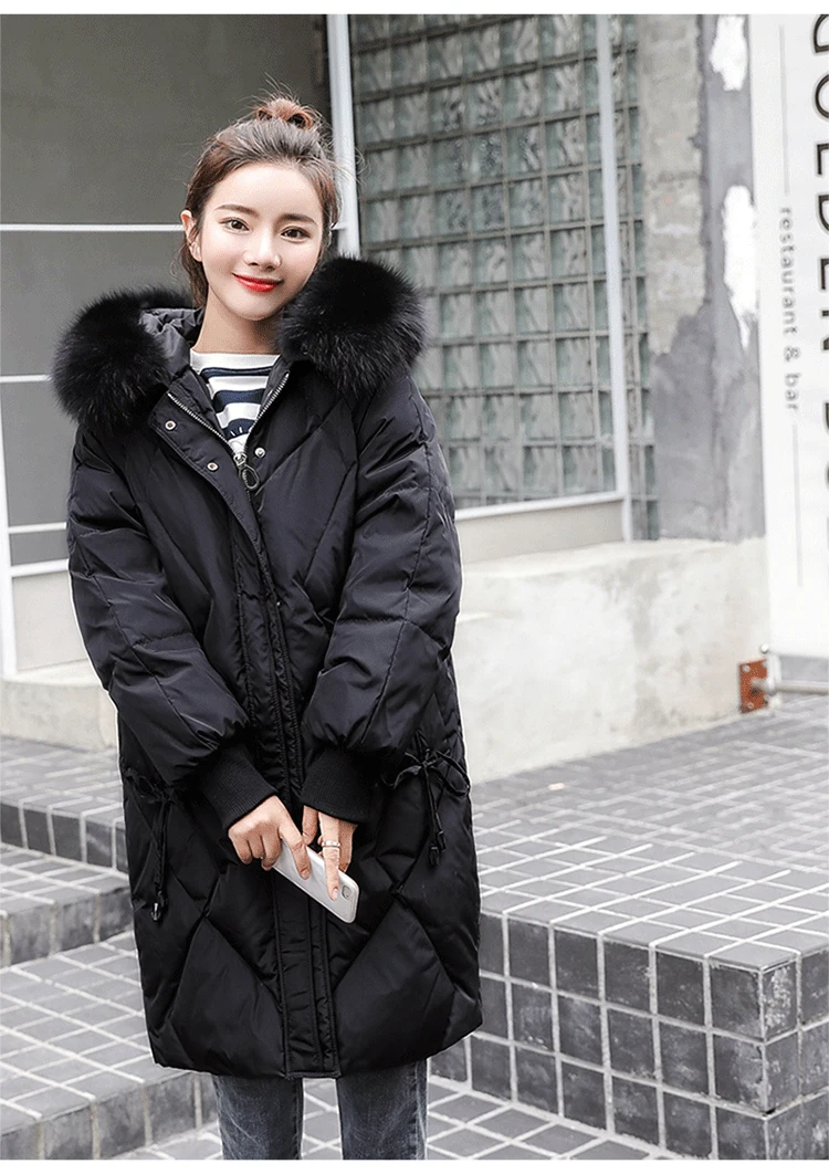 Off Season Sale down Jacket Women's New Style Hot Selling Korean-style Loose-Fit Mid-length Fox Large Fur Collar Special Of