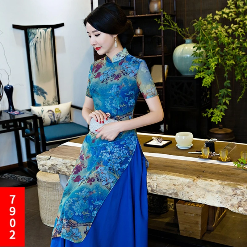 Китай(материк) Qipao многоцветный cheongsam Национальный Ветер улучшилось платье Ципао большие качели типа Чонсам ежедневно платье Ципао платье