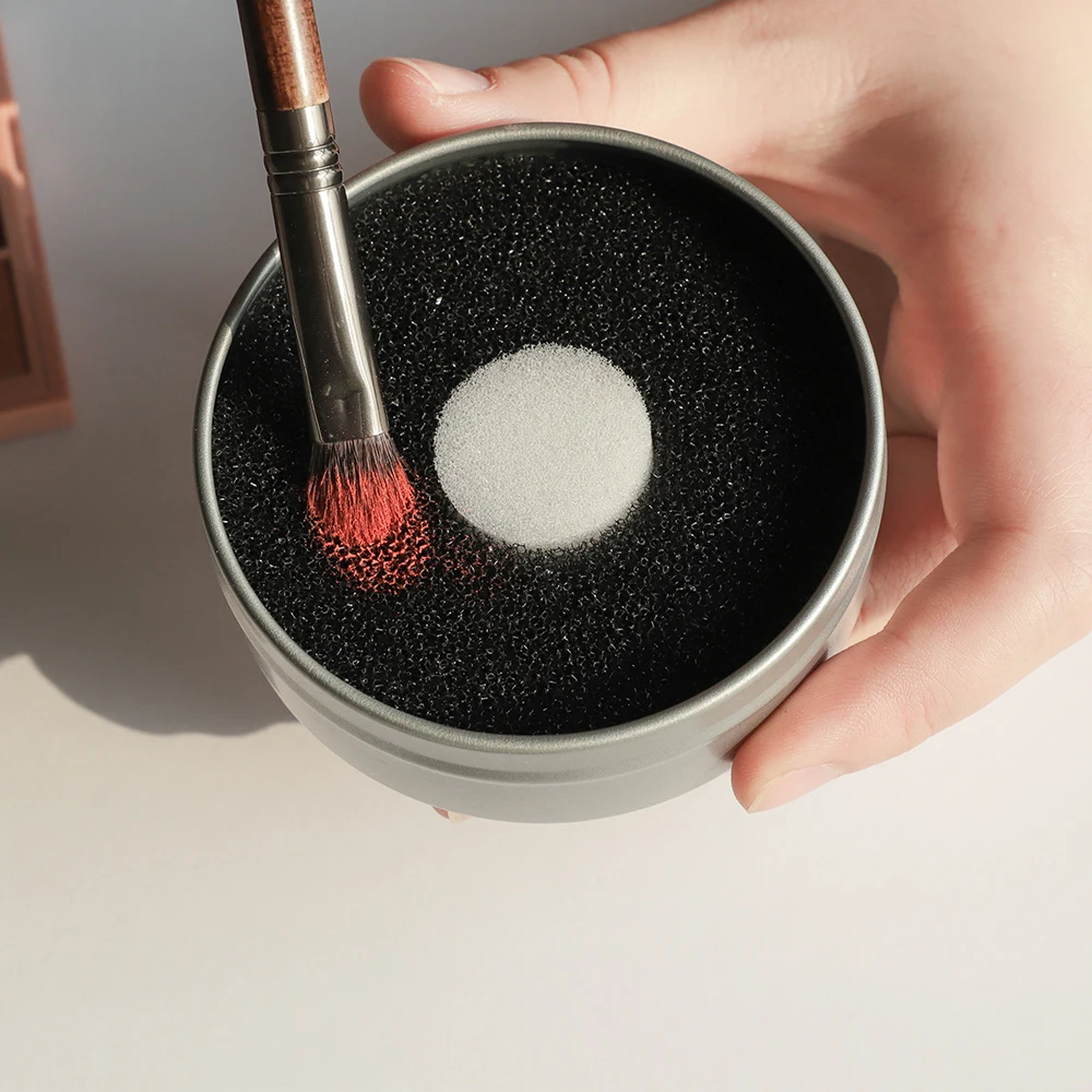 OVW 메이크업 브러쉬 드라이 클리너 박스 더블 사용 아이 섀도우 브러쉬 컬러 리무버 스폰지 브러쉬, 세척 스크러버 클린 키트