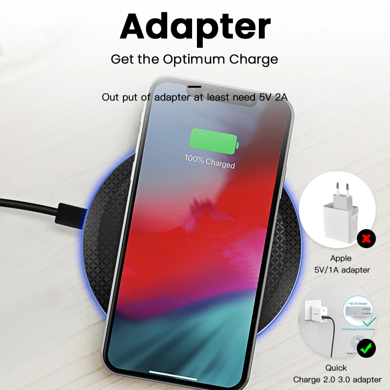 amzish 15W Fast QI Wireless Charger For iPhone 11 Pro 8 X XR XS Max 15W USB Quick Wireless Charging Pad For Samsung S10 S9 Note9
