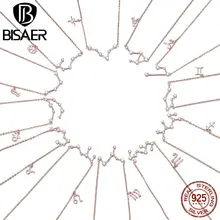 BISAER 12 серии созвездий 925 пробы Серебряное ожерелье с подвеской в виде зодиака для женщин ожерелье на цепочке подарок на день Святого Валентина GAN015