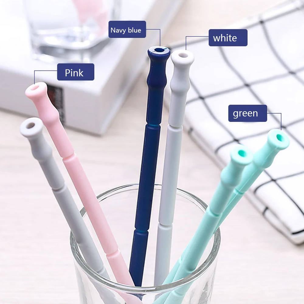 

Reusable Folding Drinking Straws Collapsible Silicone Straw With Carrying Case Cleaning Brush Travel Bar Drink Juice Straw 4