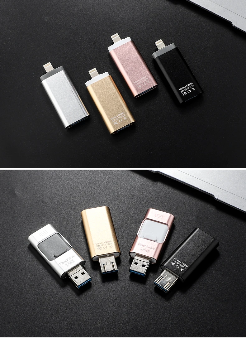 USB flash drive for iphone 7plus apple Pen Drive 128g 32g 64g Android OTG Pendrive for sony huawei U Disk 4 in 1 memory stick flash stick