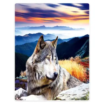 

HommomH blanket soft comfortable comfortable light nap sofa bed travel warm plush throw deep mountain old wolf